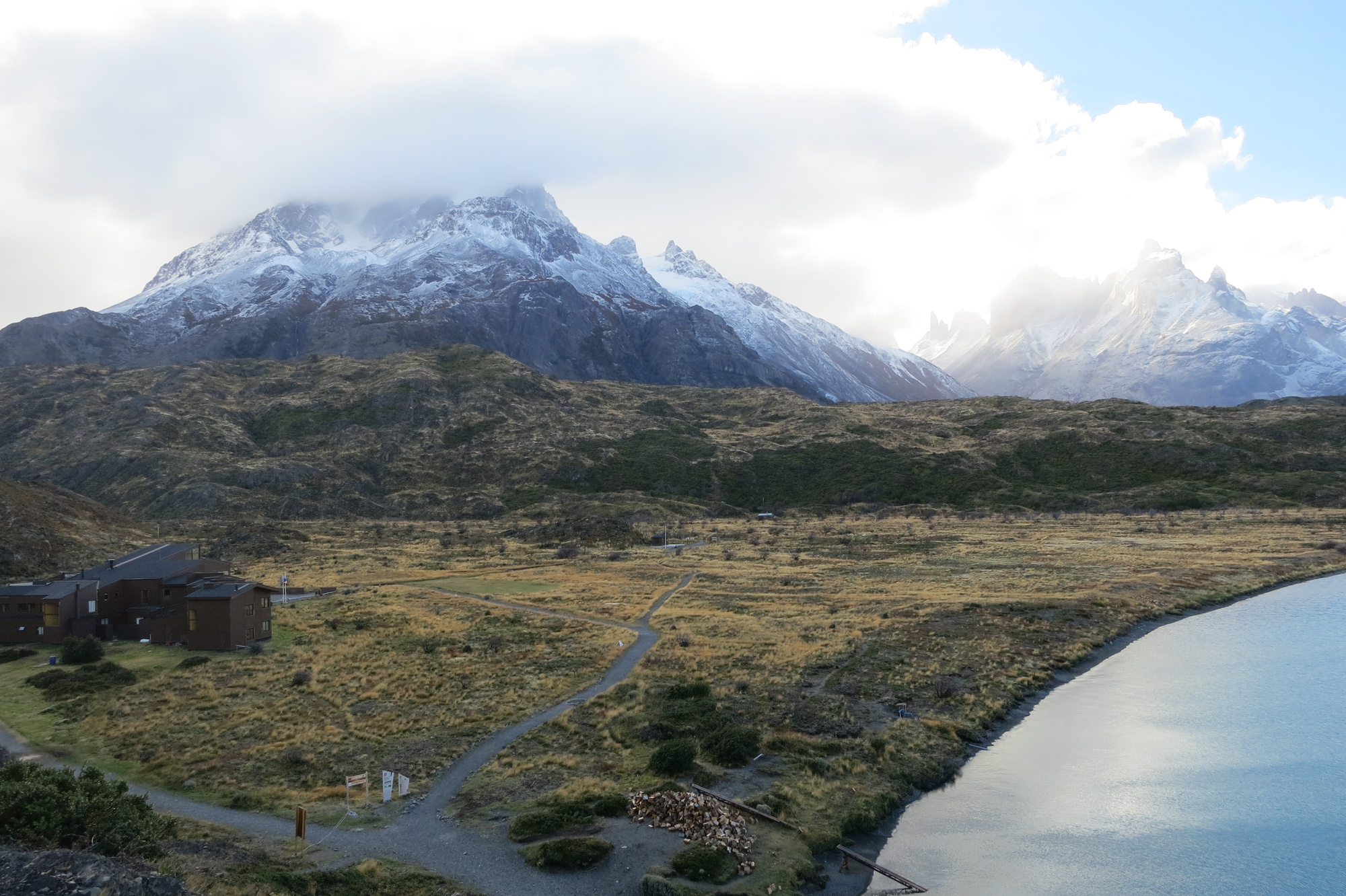 Small Cottage by a Stream with a View of Torres Del Paine, Patagonia, Chile